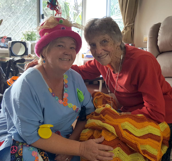Jazzy the Clown visiting Beaumont Care